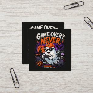 Game Over Nooit Grappige Gamer Geest Halloween Vierkante Visitekaartje