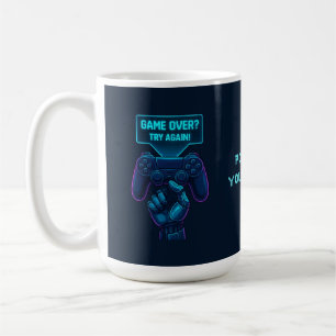 Game over? Probeer het nog eens! – Futuristische G Koffiemok