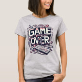 Game Over: Retro Pink & Blue Gaming Vibes T-shirt (Voorkant)