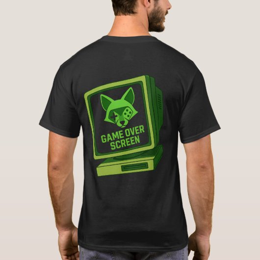 “Game Over Screen – Retro Fox Gamer T-Shirt” T-shirt (Achterkant)