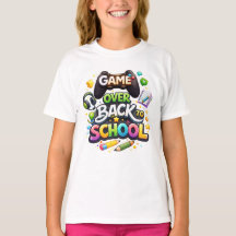 “Game Over – Terug naar school” Kleurrijk gaming-t