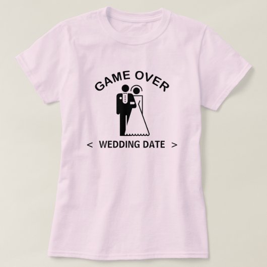 Game Over (trouwdatum) T-shirt (Design voorkant)