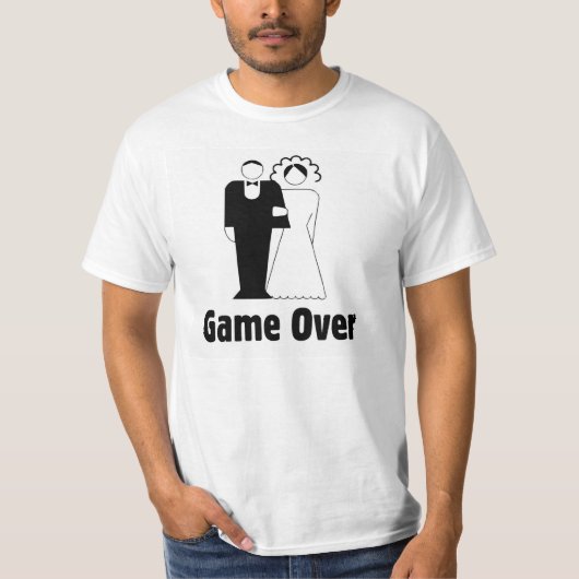 Game over. Trouwen, trouwen, grappig T-shirt (Voorkant)