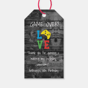 Game Over... Videospel Dank u Favor Tag Cadeaulabel