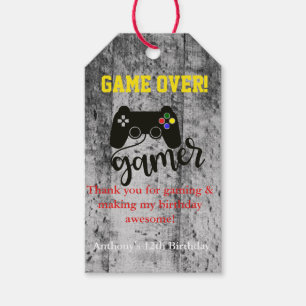 Game Over... Videospel Dank u Favor Tag Cadeaulabel