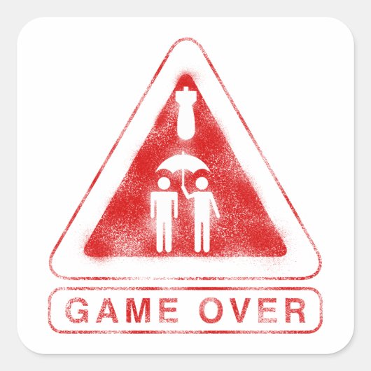 Game Over Vierkante Sticker (Voorkant)