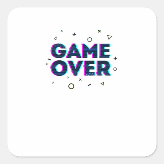 Game over vierkante sticker (Voorkant)