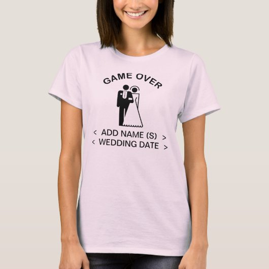 Game over Voeg namen trouwdatum T-shirt toe (Voorkant)