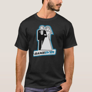 Game Over Wedding Bride & Groom T-shirt (blauw)