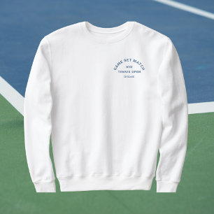 Game Set Match Blauwe Kam Sweater Heren Tennis Wit