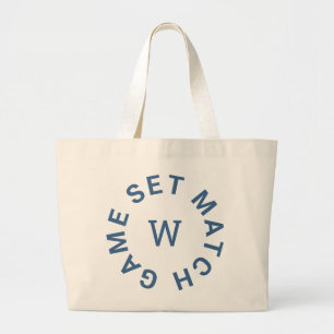 Game Set Match Blauwe Monogram Tennis Grote Tote Bag