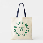 Game Set Match Groen Monogram Navy Handle Tennis Tote Bag (Achterkant)