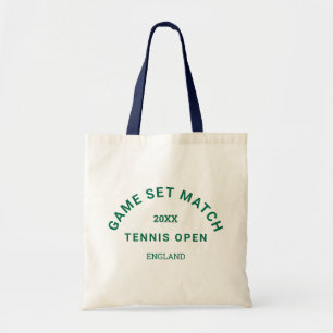 Game Set Match groene kam navy handvat tennis Tote Bag