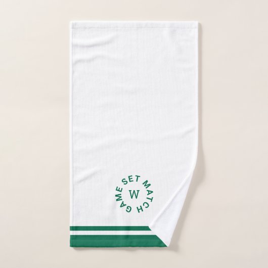 Game Set Match Monogram Groene Streep Tennis Handdoek (Handdoek)