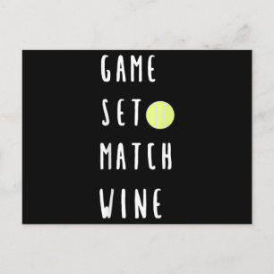 Game Set Match Wine Lover Tennis Player Aankondigingskaart