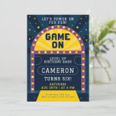 Game Start Arcade verjaardagsfeestje Kaart (Staand voorkant)