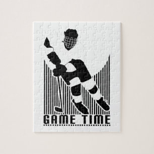 Game Time Hockey Speler Zwart Wit Sport Legpuzzel
