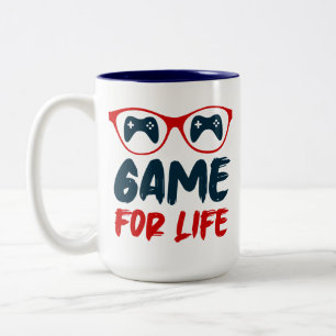 Game voor het leven gamen tweekleurige koffiemok