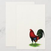 Gamecock: Donkerrood Briefpapier (Voorkant / Achterkant)