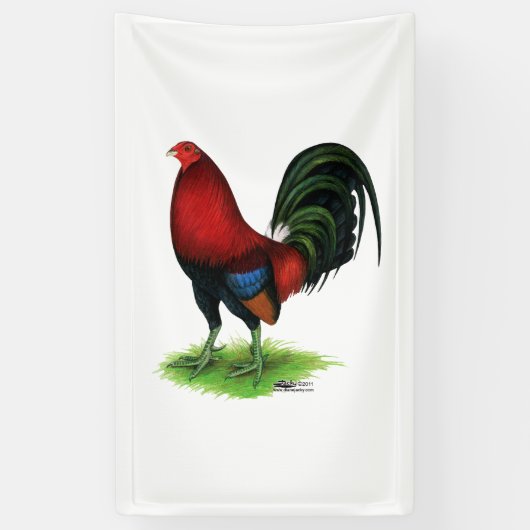 Gamecock: Donkerrood Spandoek (Verticaal)