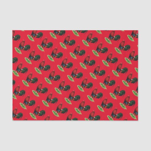 Gamecock:  Donkerrood Tissuepapier (Voorkant)