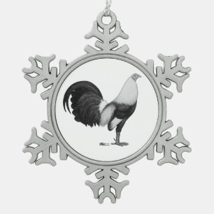 Gamecock Grijze Duckwing Tin Sneeuwvlok Ornament