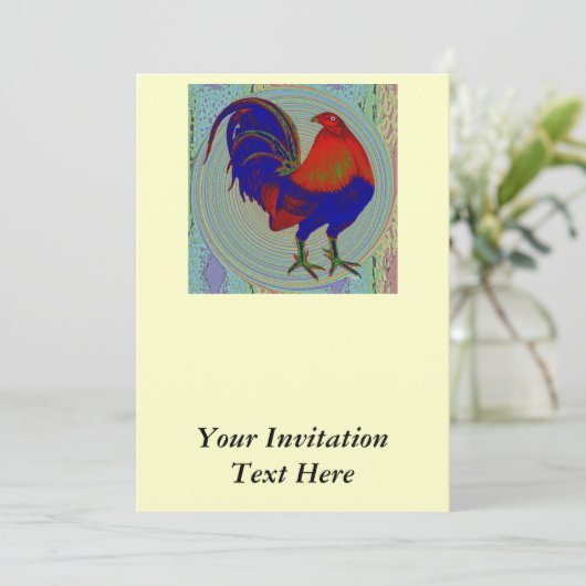 Gamecock:  Impressionist Rooster Kaart (Staand voorkant)