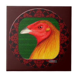 Gamecock Omlijst Tegeltje
