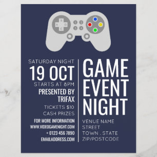Gamecontroller, reclame voor videogamer-evenemente flyer