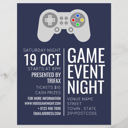 Gamecontroller, reclame voor videogamer-evenemente flyer (Voorkant)