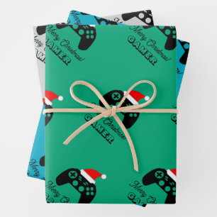 Gamecontroller voor gamer aangepast kerstcadeau inpakpapier vel