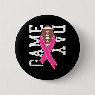 Gamedag - Borstkanker - Roze Football R Ronde Button 5,7 Cm