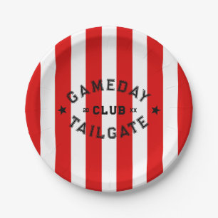 Gameday Tailgate Club Red Stripe Custom Party Papieren Bordje