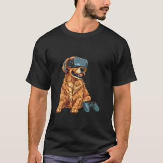 Gamedieren- Golden Retriever speelt console V T-shirt