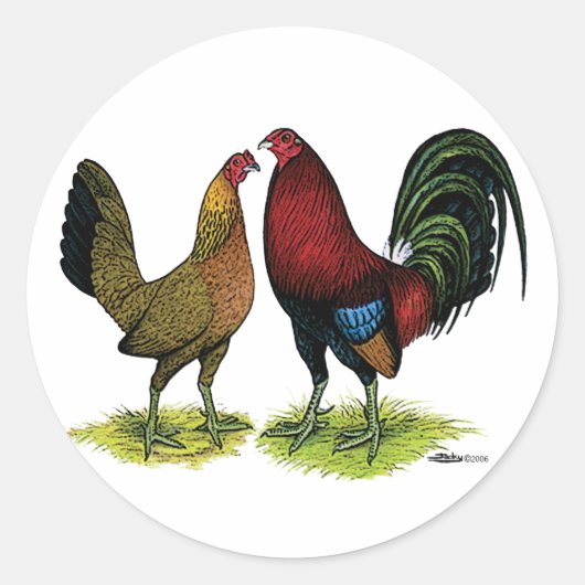 Gamefowl Pair Ronde Sticker (Voorkant)