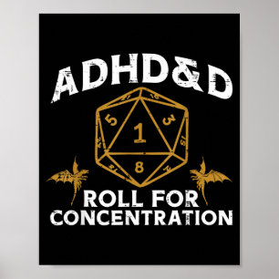 Gamen adhd en d grappige gamer mannen jongens kind poster