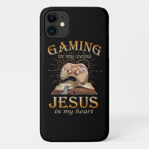 Gamen in mijn aderen Jezus in mijn hart iPhone 11 Hoesje