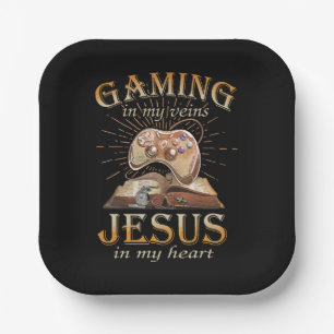 Gamen in mijn aderen Jezus in mijn hart Papieren Bordje