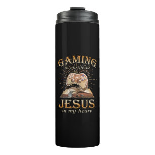 Gamen in mijn aderen Jezus in mijn hart Thermosbeker