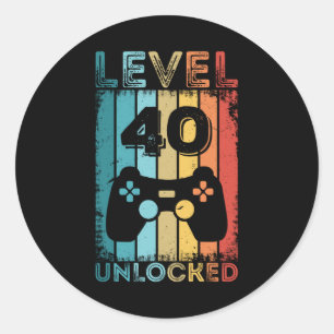 Gameniveau 40 ontgrendeld 40e verjaardag Gift Game Ronde Sticker