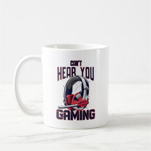 Gameontwerp met headset koffiemok