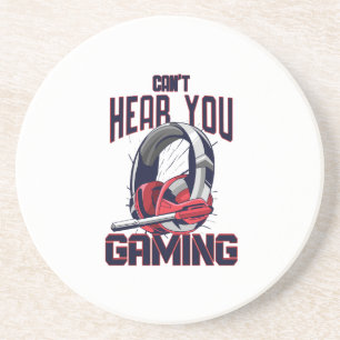 Gameontwerp met headset zandsteen onderzetter