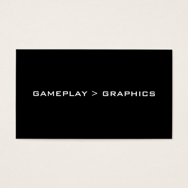 Gameplay > Graphics. Zwart Wit. Visitekaartje (Voorkant)