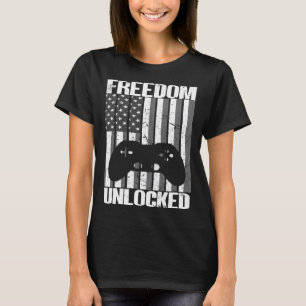 Gamer 4 juli vrijheid ontgrendeld videospellen jon t-shirt