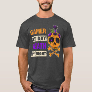 Gamer bij dag, Dood bij nacht, Halloween Gamer T-shirt