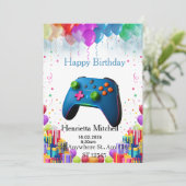 Gamer Birthday Invitation Card | Video Game Party  (Debout devant)