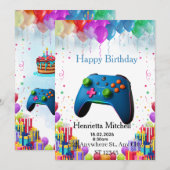 Gamer Birthday Invitation Card | Video Game Party  (Devant / Derrière)