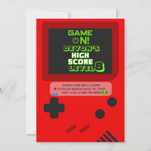 Gamer Birthday Invitations (Devant)