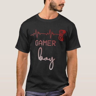 Gamer Boy Cute Heartbeat Gamer voor jongens Video  T-shirt