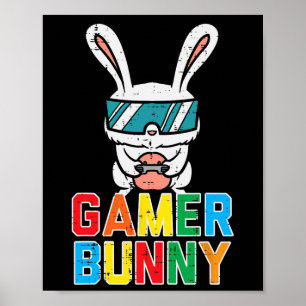 Gamer Bunny Cute Easter Video Game Gaming Boys Kin Poster